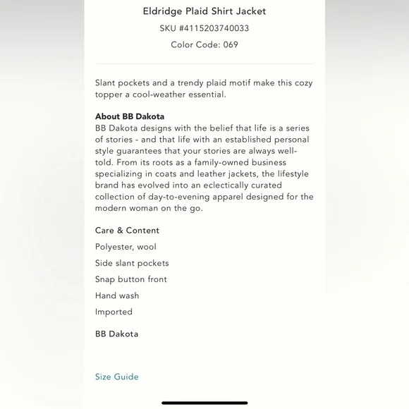 BB Dakota Eldridge Plaid Shirt Jacket- Size M- like new!! Excellent condition - Picture 5 of 9